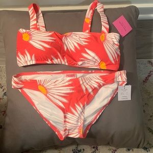 NWT Kate Spade New York Falling Flower pink bikini set.